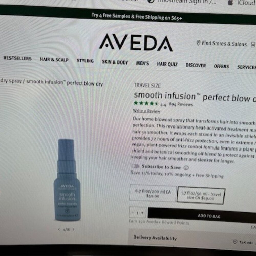SEPHORA - Aveda Smooth Infusion perfect blow dry - TRAVE SIZE 1.7 oz